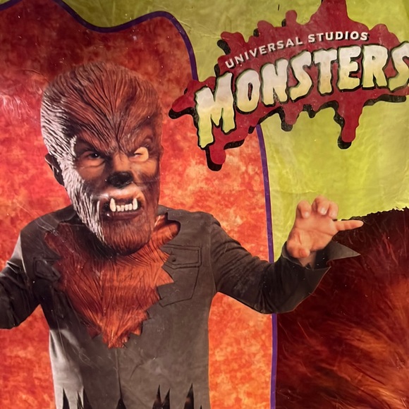 The WOLFMAN Universal Studios Costume Body suit + Rubber Mask Size Child S 4-6 - Picture 15 of 16
